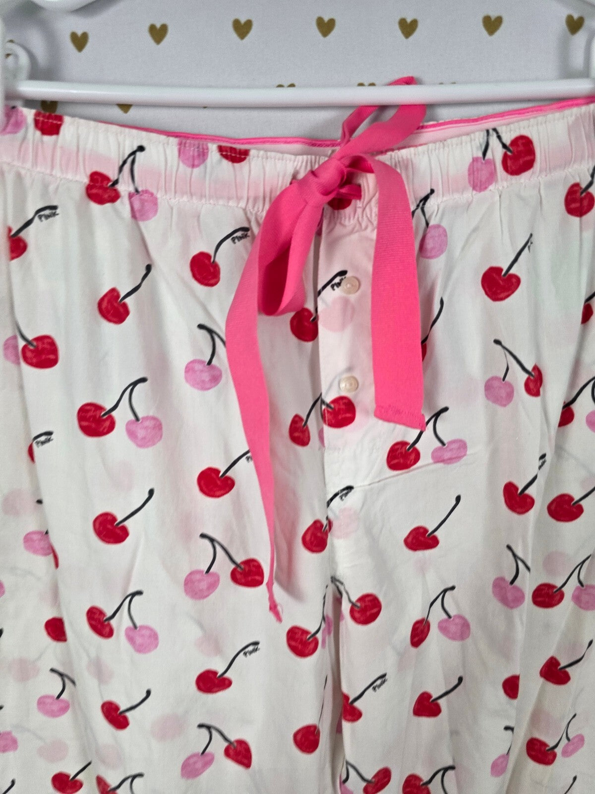 Victorias Secret Vintage PINK DIaper Butt Boyfriend Sleep Pants BITE ME MEDIUM