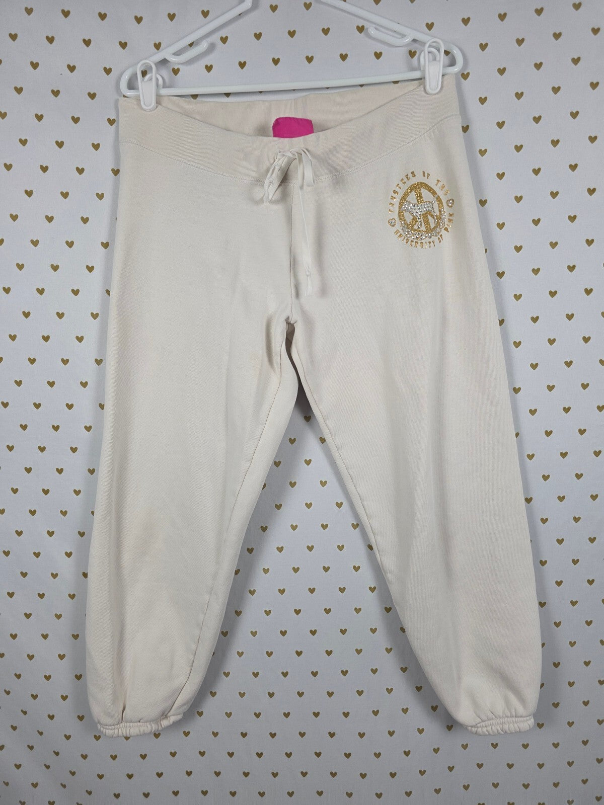 Victorias Secret PINK Vintage y2k Gold PEACE Sweats Sweatpants University MED