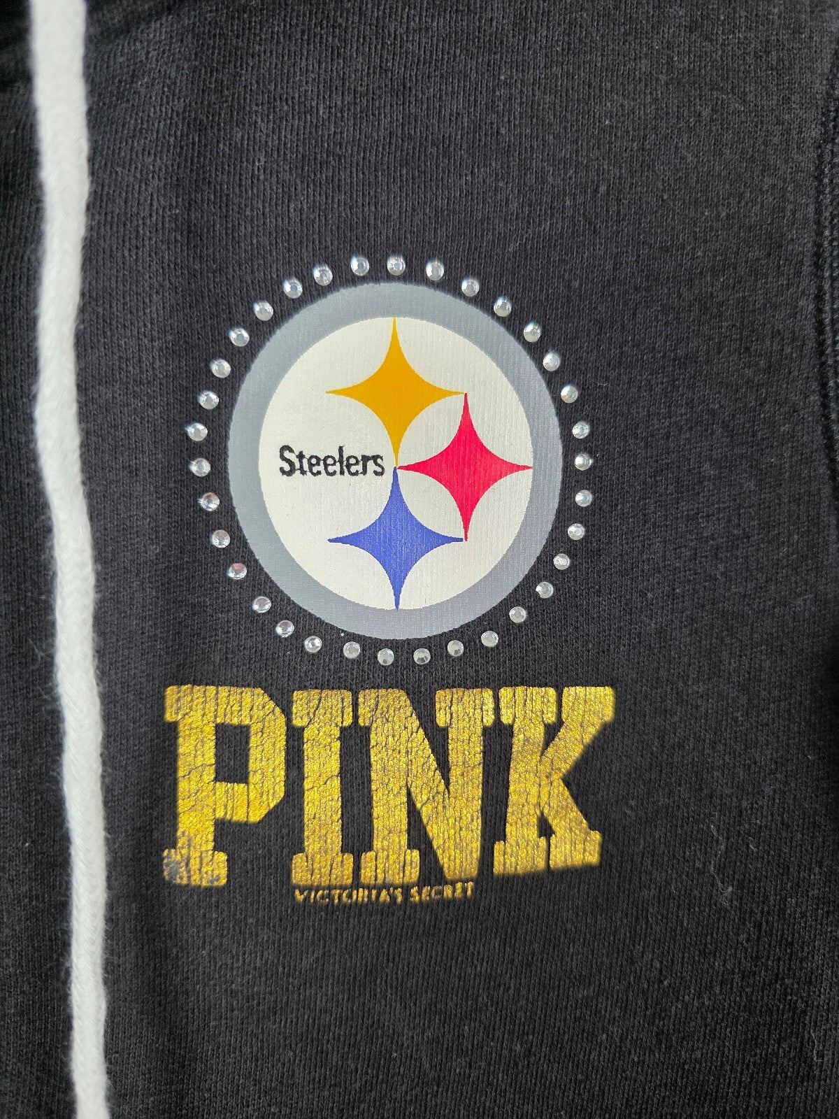 Victoria's Secret PINK Steelers 33 BLING Rhinestone Zip Hoodie Small NFL