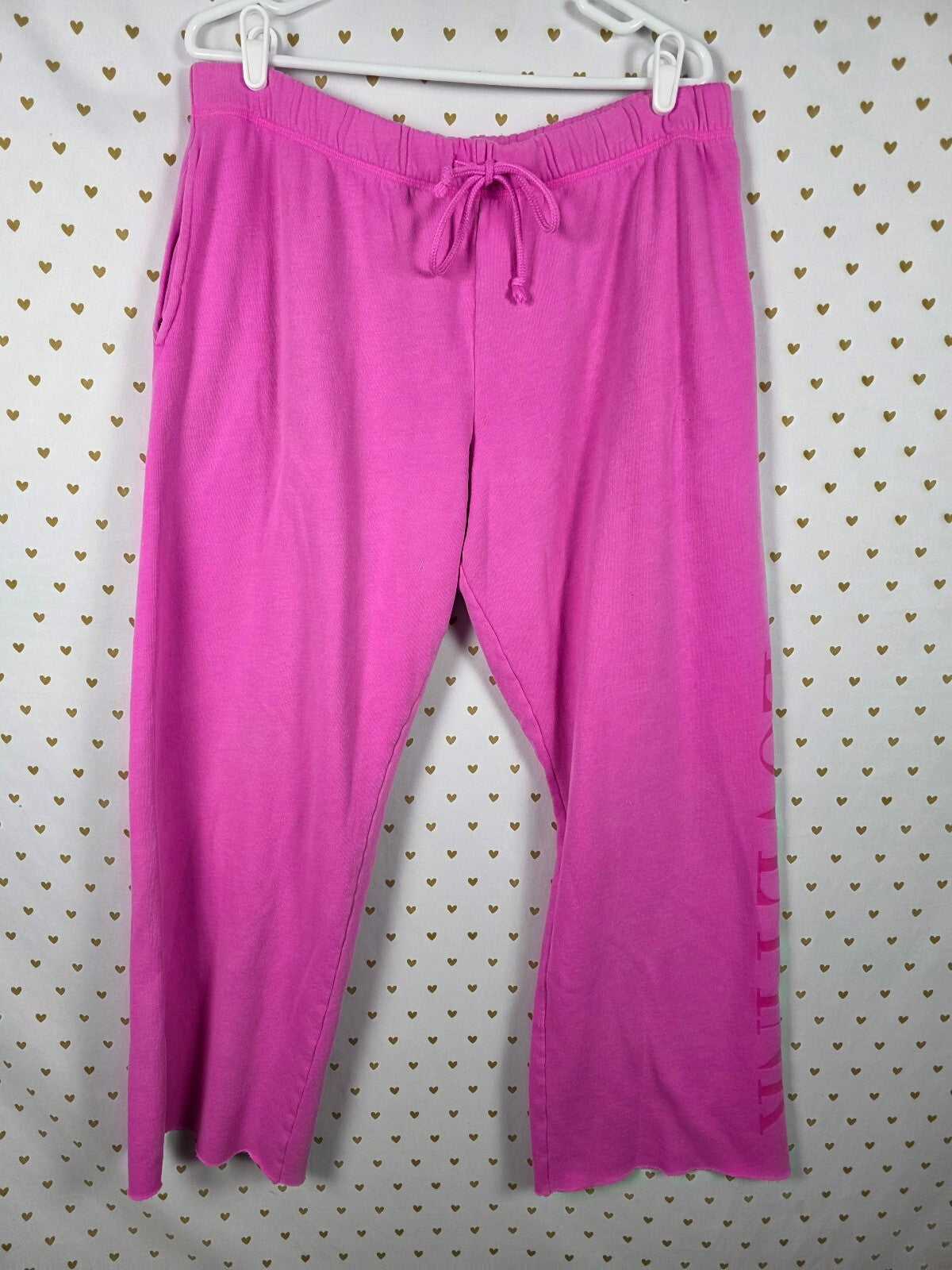 Victorias Secret PINK LOVE Flare wide leg sweatpants sweats LARGE