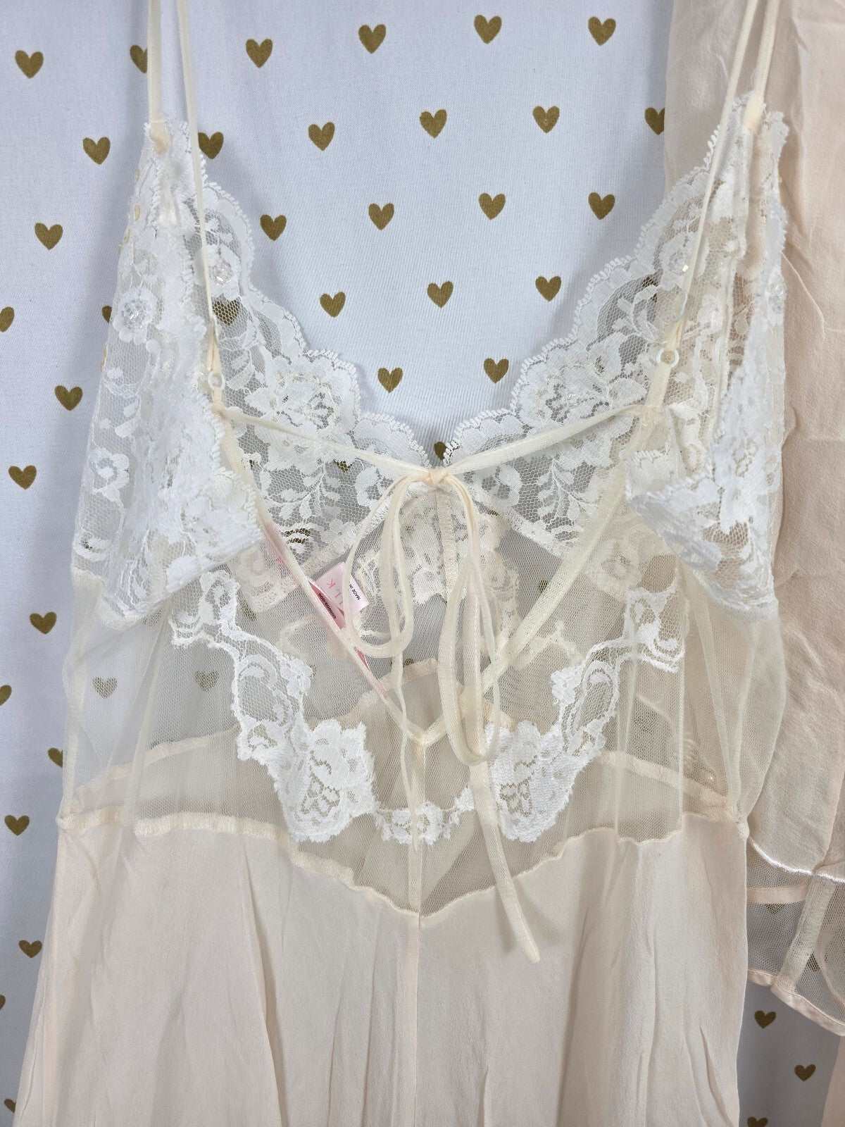 Vintage 2000 Victoria’s Secret 100% Silk Nightgown Robe Set Lace Beaded M/L