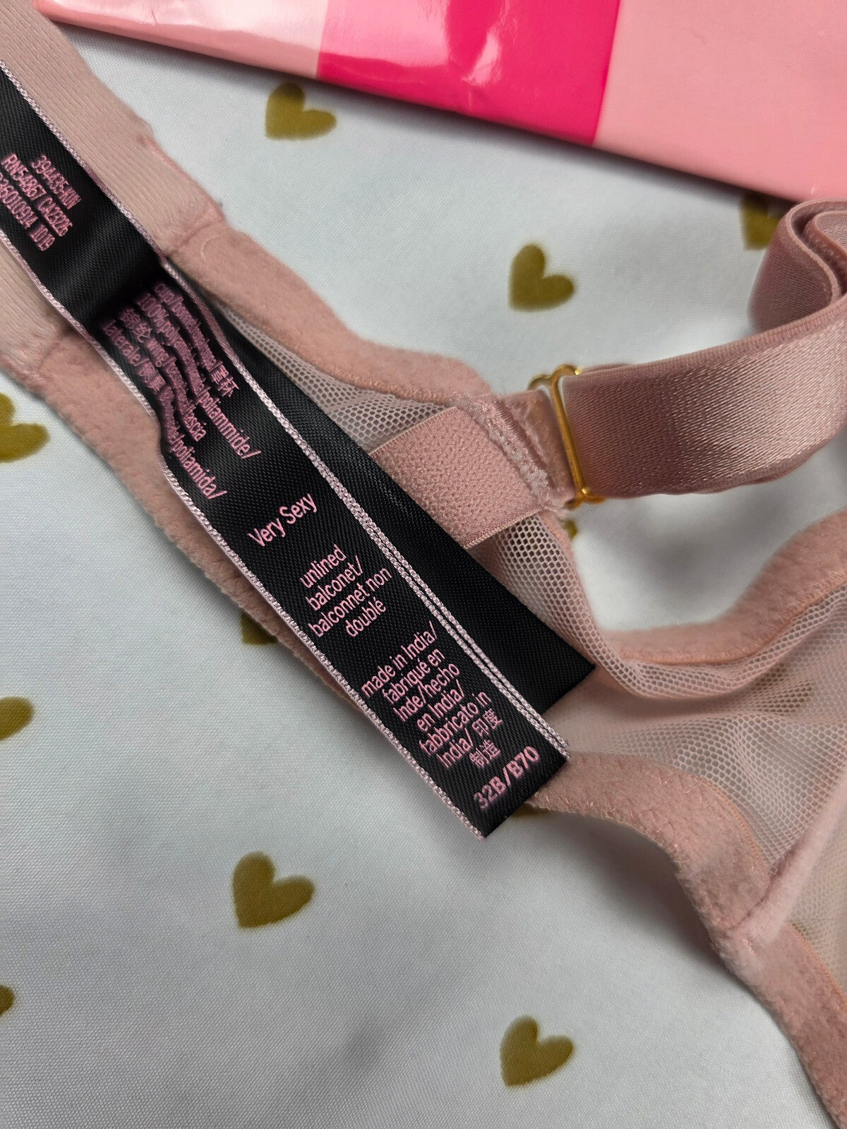 Victorias Secret Very Sexy Rose Sheer Strappy Caged Unlined bra 32B