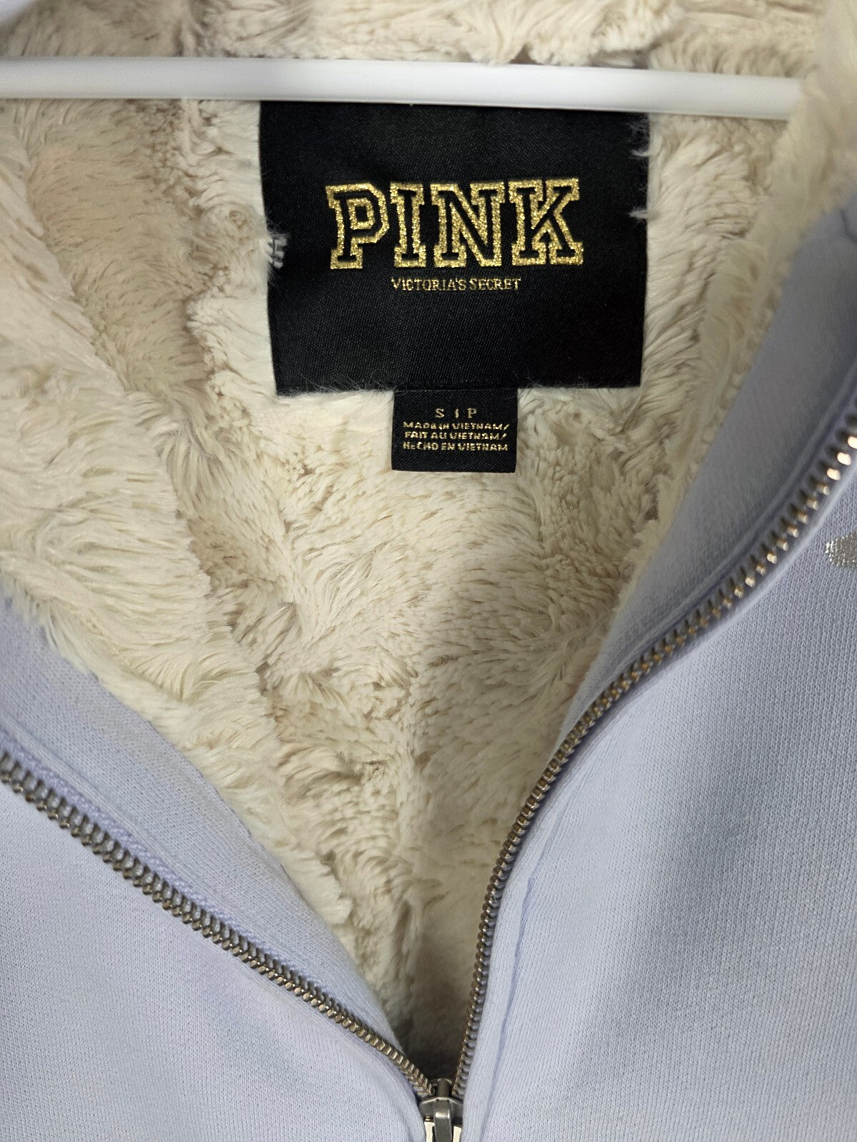 Victoria's Secret PINK Sherpa Lined Full Zip Hoodie Sequin PINK 86 Lavender Sm