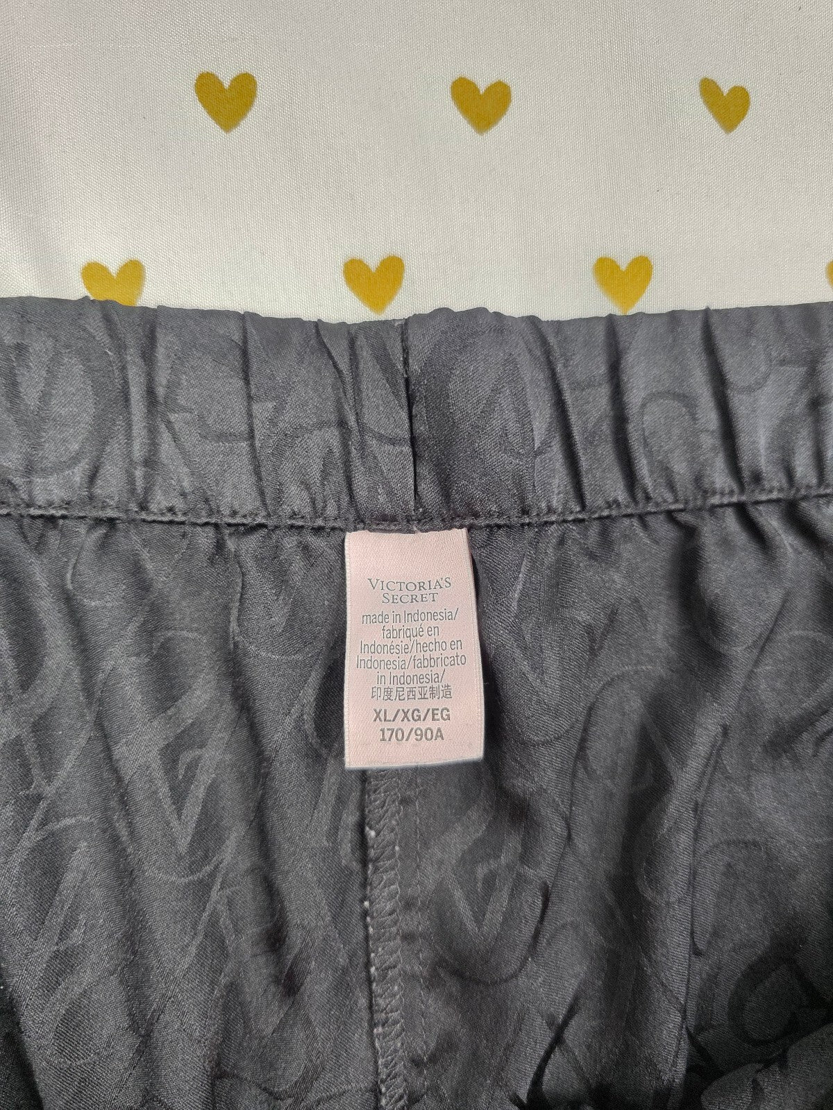 Victorias Secret Black Logo Satin XL  Sleep Shorts Boxers Pajama Bottoms
