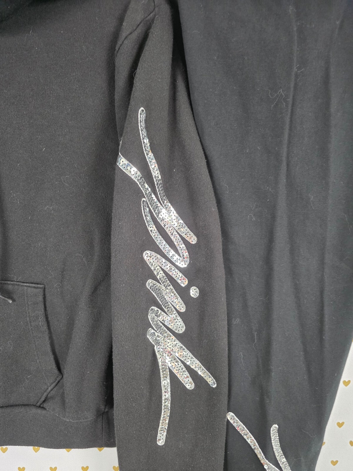 Victorias Secret Pink Bling Logo SET Outfit Hoodie Yoga Pants 2pc SMALL Sequins