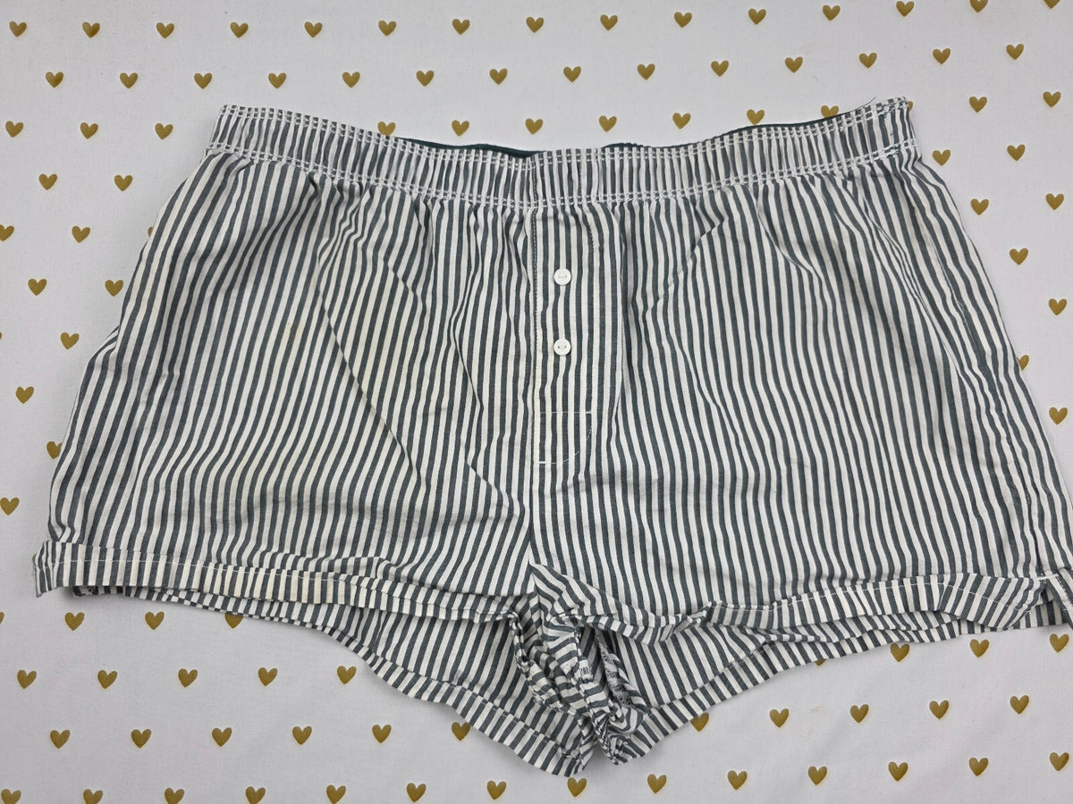 Victorias Secret PINK Green Striped Small Sleep Shorts Boxers Pajama Bottoms