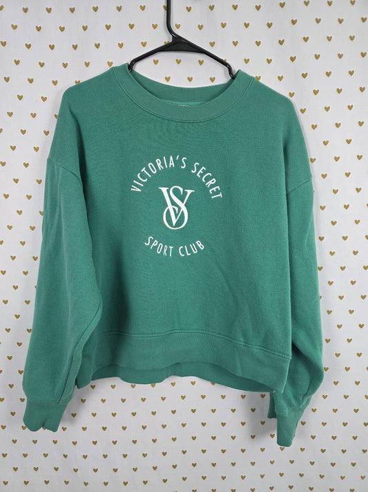 Victorias Secret Sports Club Embroidered green sweater shirt crew XL