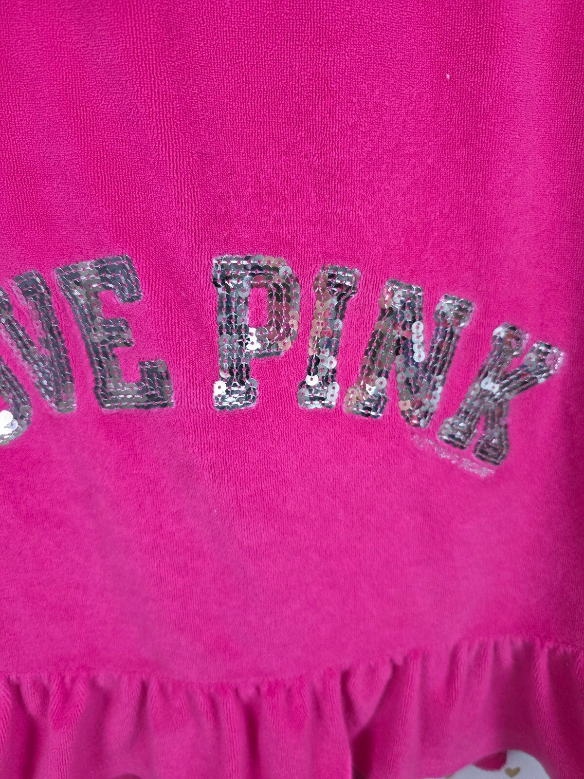 Victoria Secret PINK Velour VINTAGE LOVE Strapless Dress UNIVERSITY RARE MED L