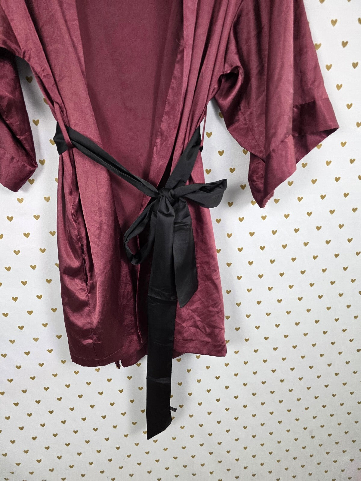 Victorias Secret Satin Silky Robe Maroon Lounge Kimono XS Small