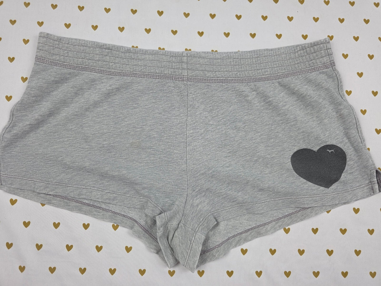 Victorias Secret PINK Vintage Grey heart Booty Shorts Y2k MEDIUM