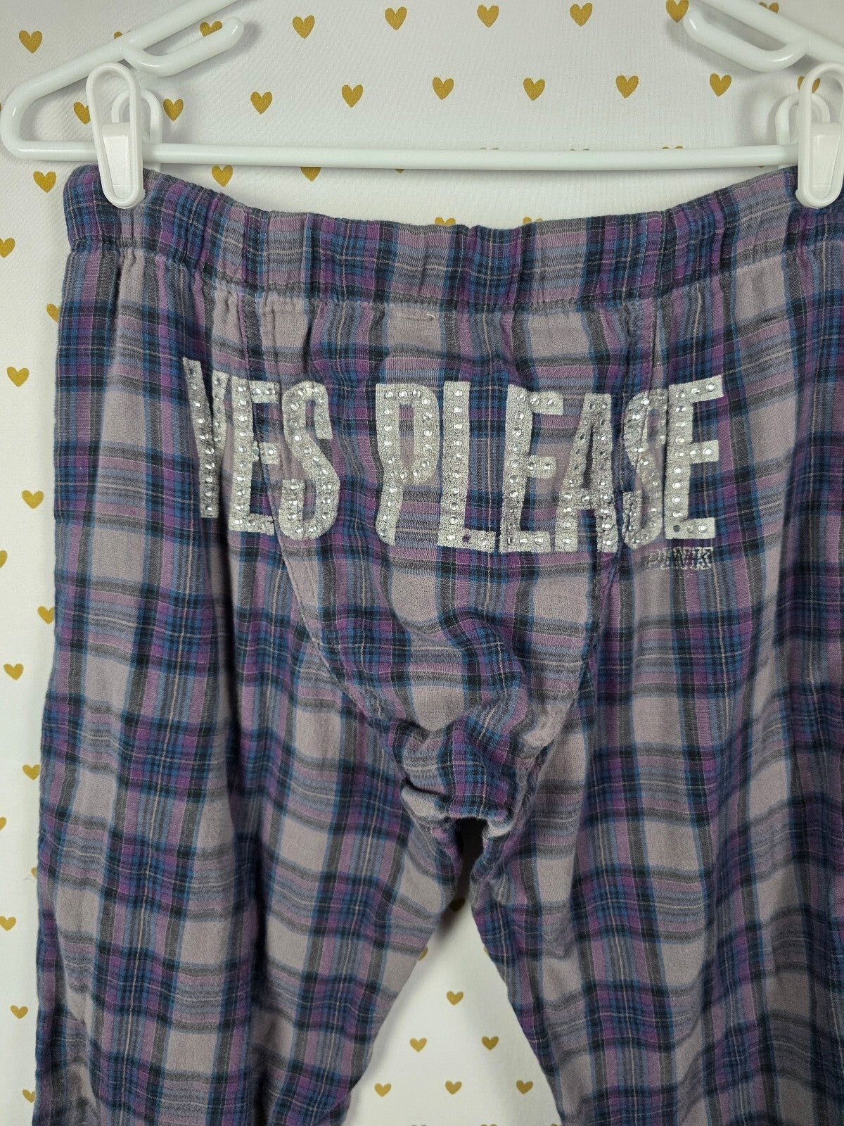 Victorias Secret Vintage PINK Plaid YES PLEASE Sleep Pants Pajama PJ Bottoms