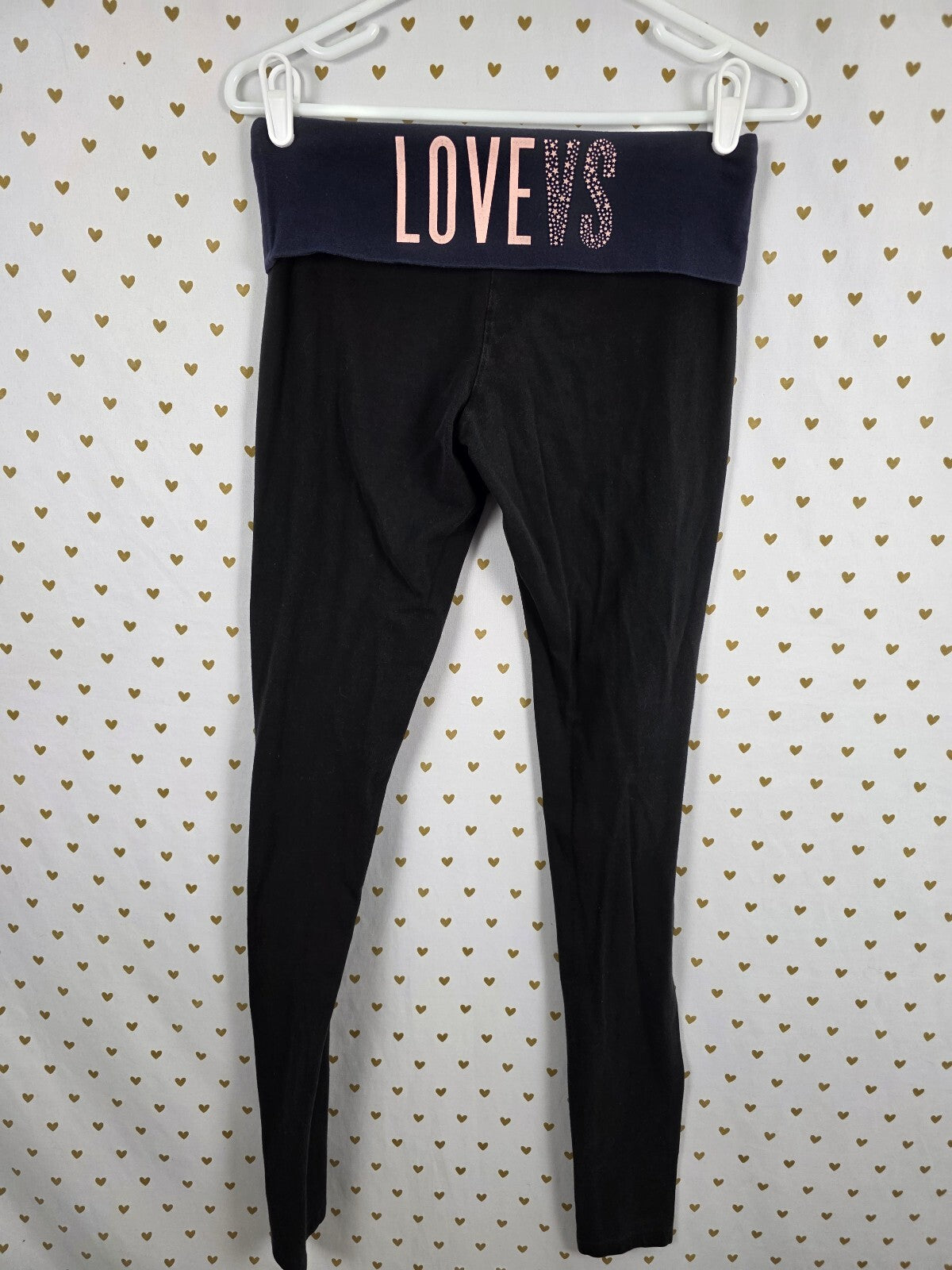 Victorias Secret LOVE VS Foldover Vintage Yoga Pants Logo Skinny Small