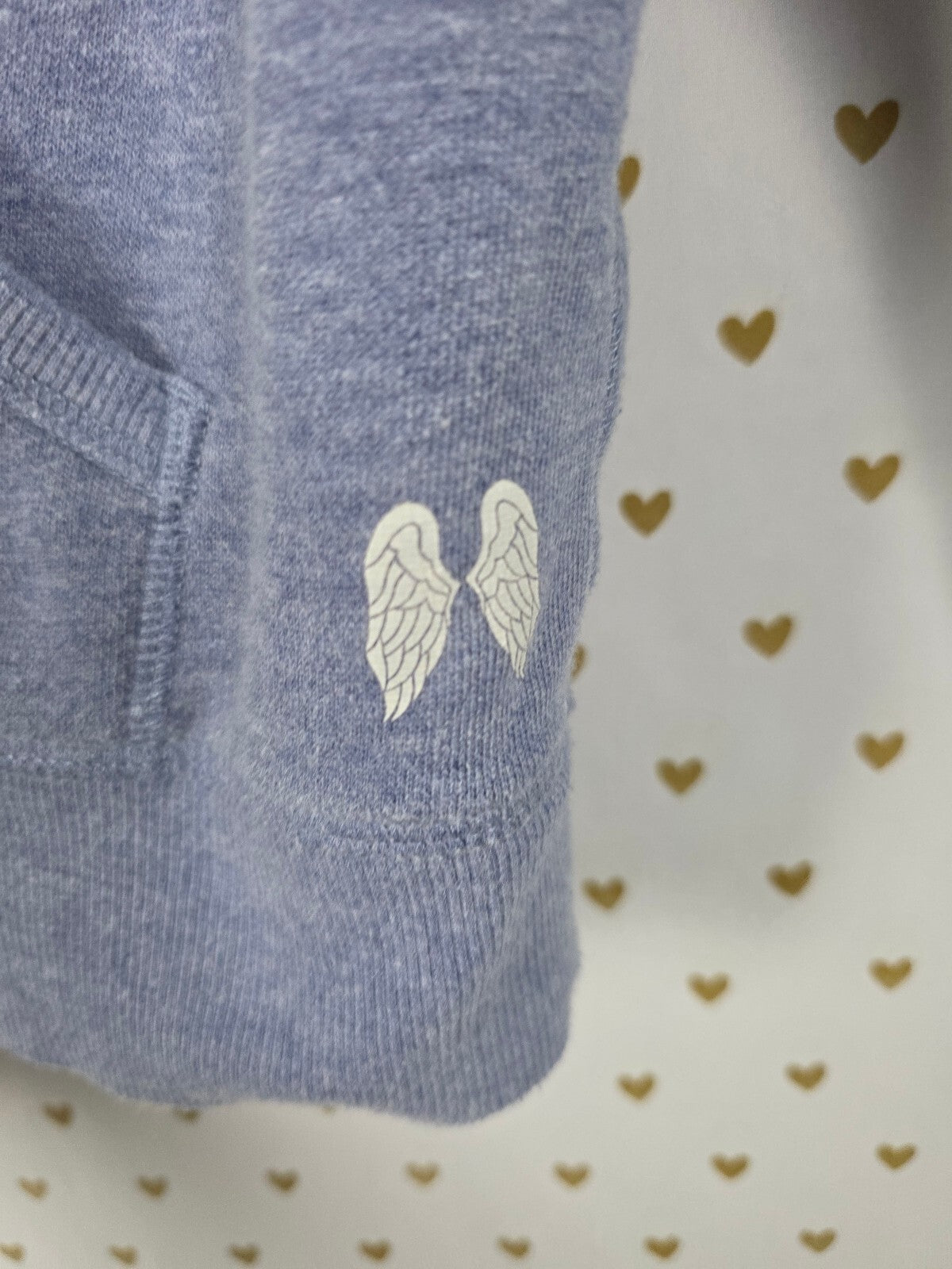 Victorias Secret ANGELS Blue BLING Sequined Wings Full zip hoodie jacket MEDIUM