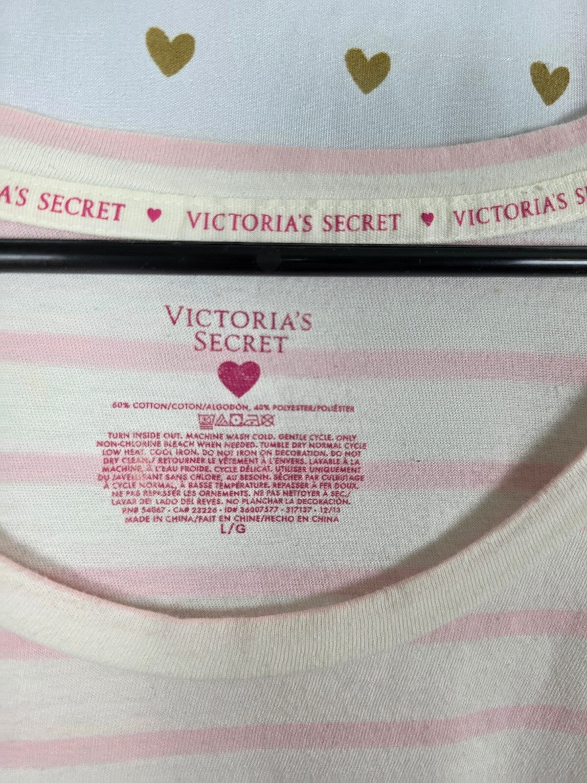 Victorias Secret Nightgown SLEEP Less Dream More Sleep Pajama LARGE Striped