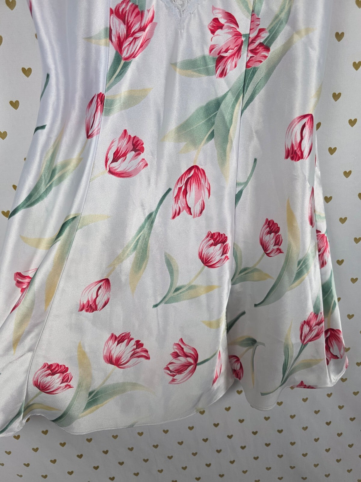 Victorias Secret Vintage Heart Label Floral Satin Slip Dress Nightie Lingerie Sm