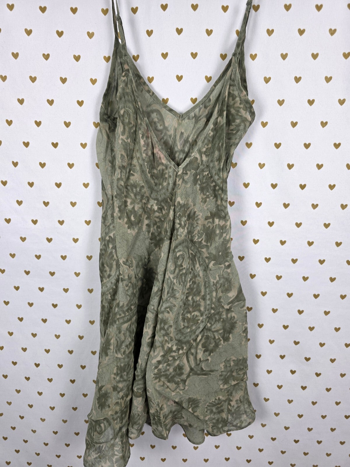 Victorias Secret True Y2k 100% Silk Slip Dress Floral Green Nightie Lingerie SM