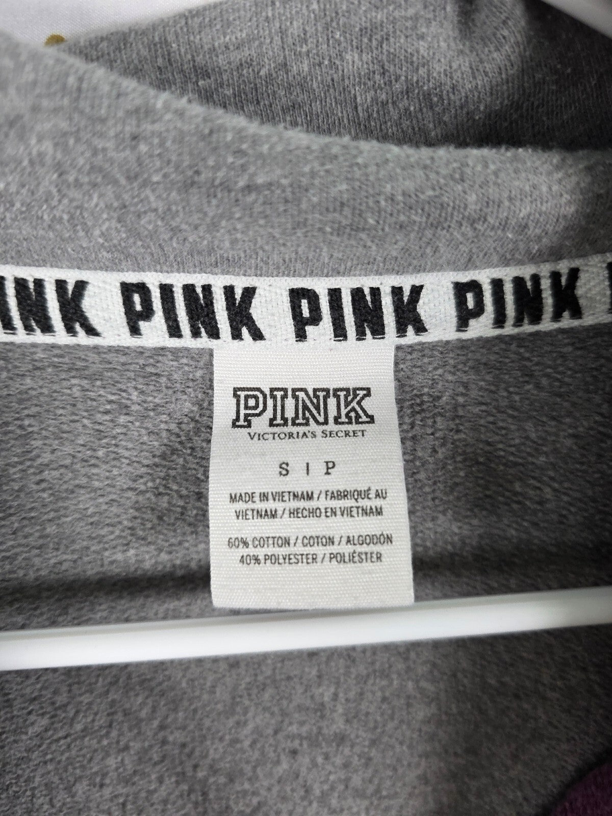Victorias Secret Pink Animal Print Leopard Quarter Zip Sweater SMALL
