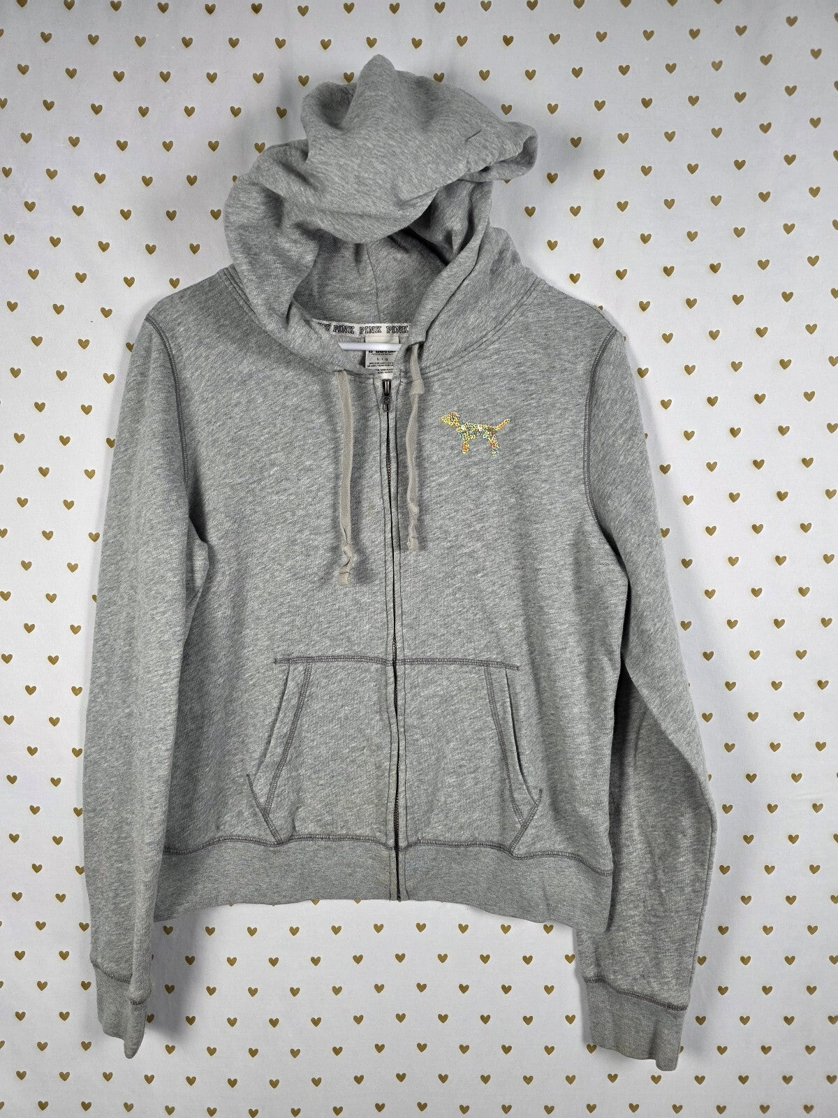 Victorias Secret Pink Gradient Bling Sequined Full ZIp Hoodie Jacket LARGE