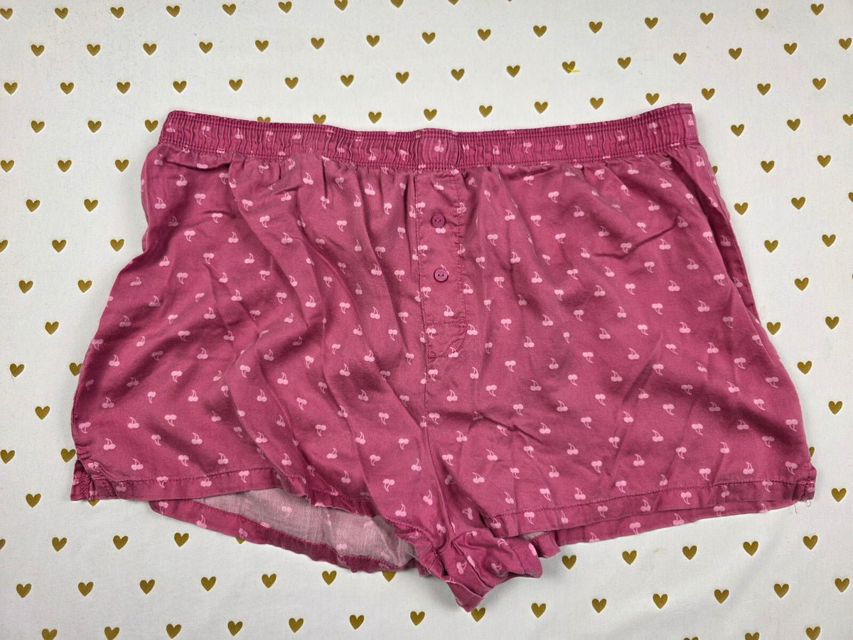 Victorias Secret PINK Cherries Medium Silky Sleep Shorts Boxers Pajama Bottoms