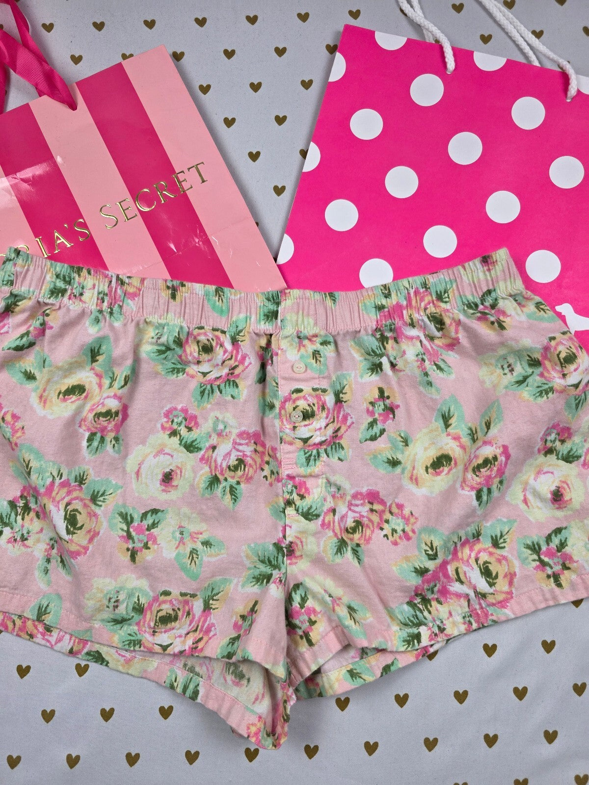 Victorias Secret PINK Floral Logo Small Sleep Shorts Boxers Pajama Bottoms