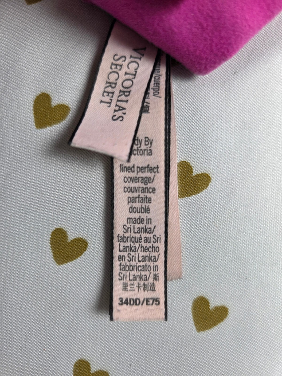 Victorias Secret Pink Lined Perfect Coverage Bra 34DD