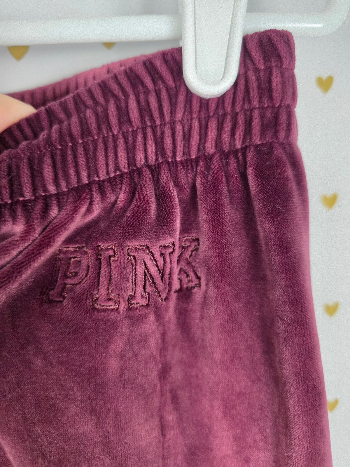 Victorias Secret Pink Velour Maroon Hoodie Jacket Sweats SET 2pc SMALL MED