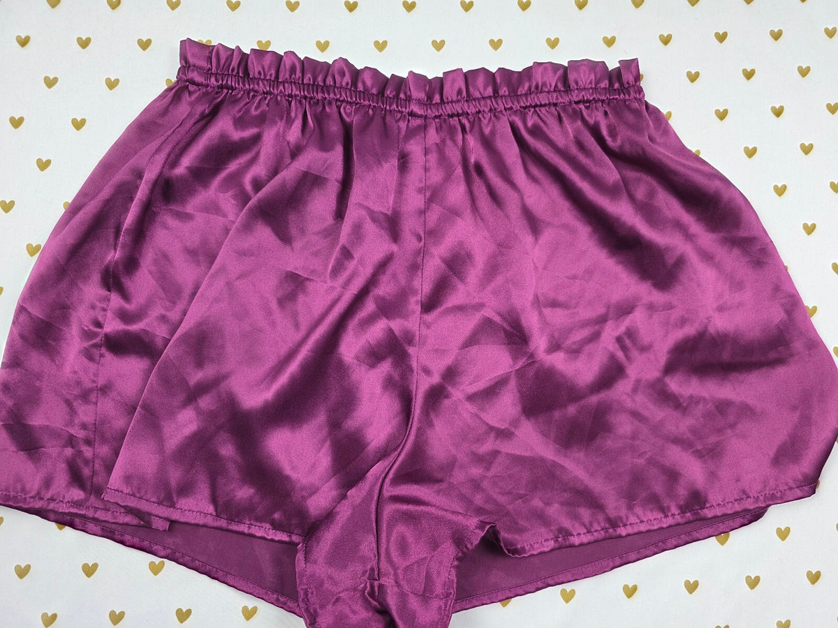 Victorias Secret Gold Label Purple Satin Sleep Shorts Boxers Pajama Bottoms