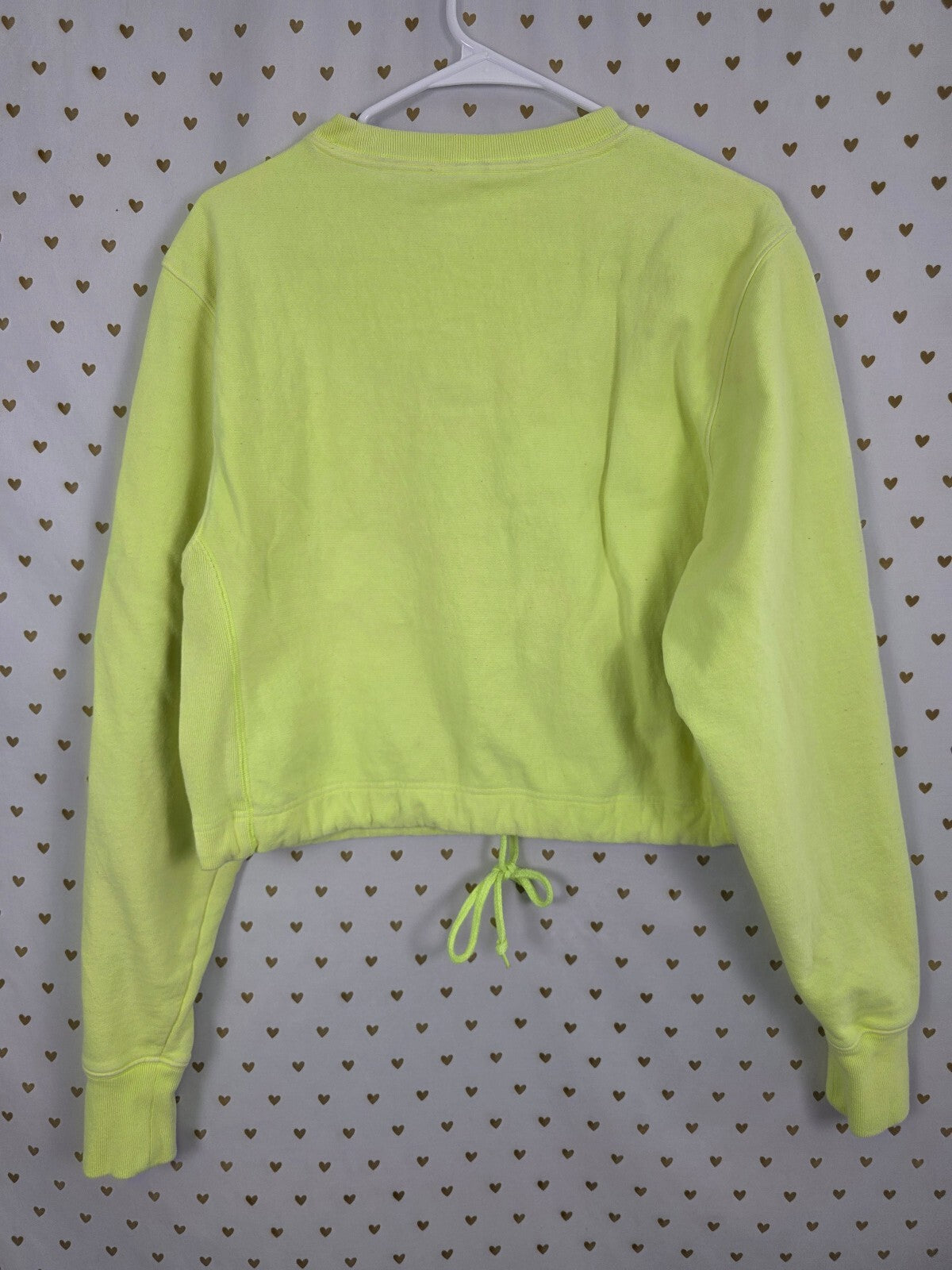 Victorias Secret Pink Neon Cropped Tie waist Sweater Crew Small