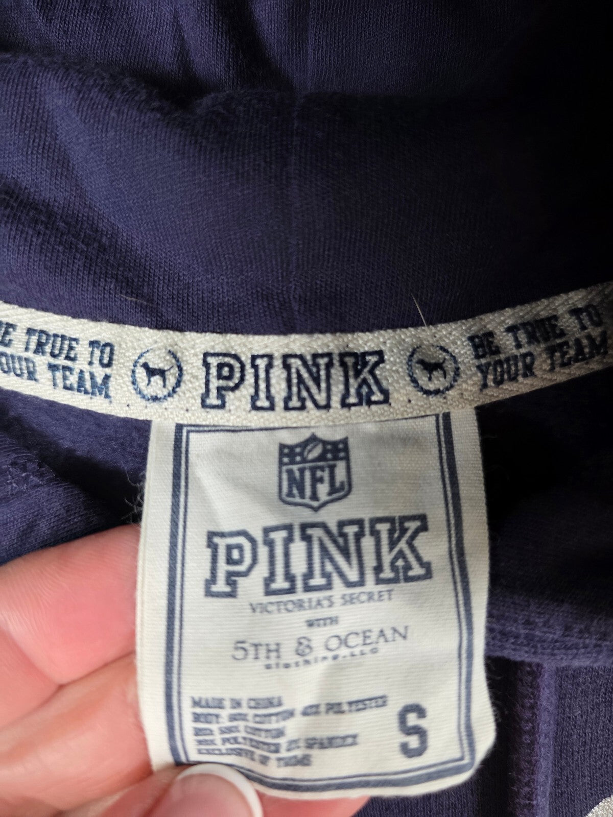 VS PINK NFL Dallas Cowboys Hoodie S Navy Blue Sequin Rhinestone Star BLING