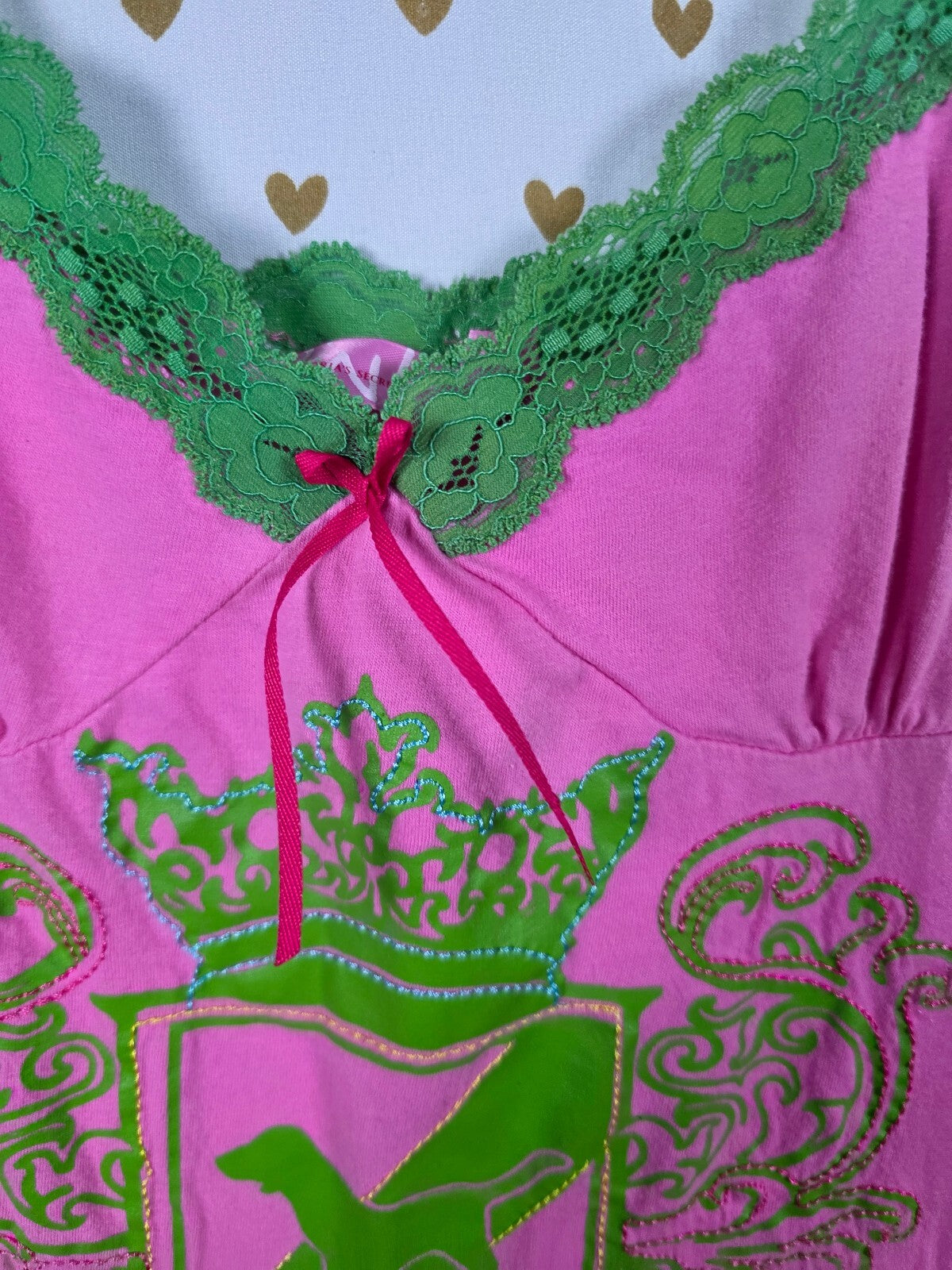 Vintage 2005 Victoria's Secret Pink M/L Lace Dog Tank Slip Dress Y2K Cotton