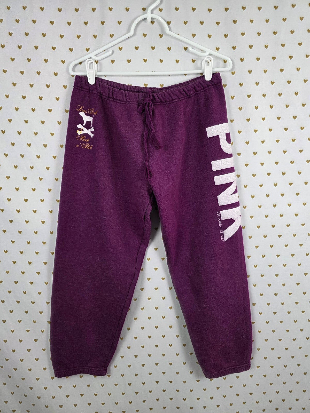 Victorias Secret PINK Purple Rock N Roll Sweats Sweatpants Y2k Small