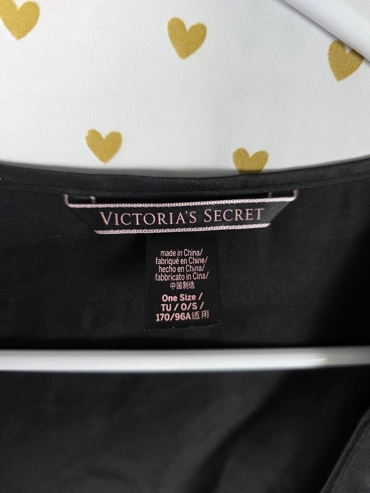 Victorias Secret Satin Silky Robe Tie Front Black Smock One Size Fits All