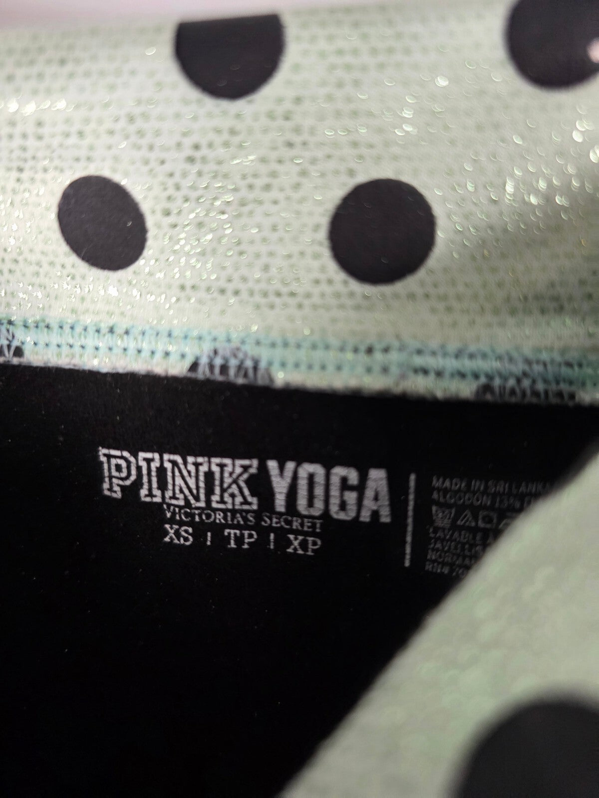 Victorias Secret PINK FOLDOVER Yoga Pants Polka Dot SHIMMER Skinny XS