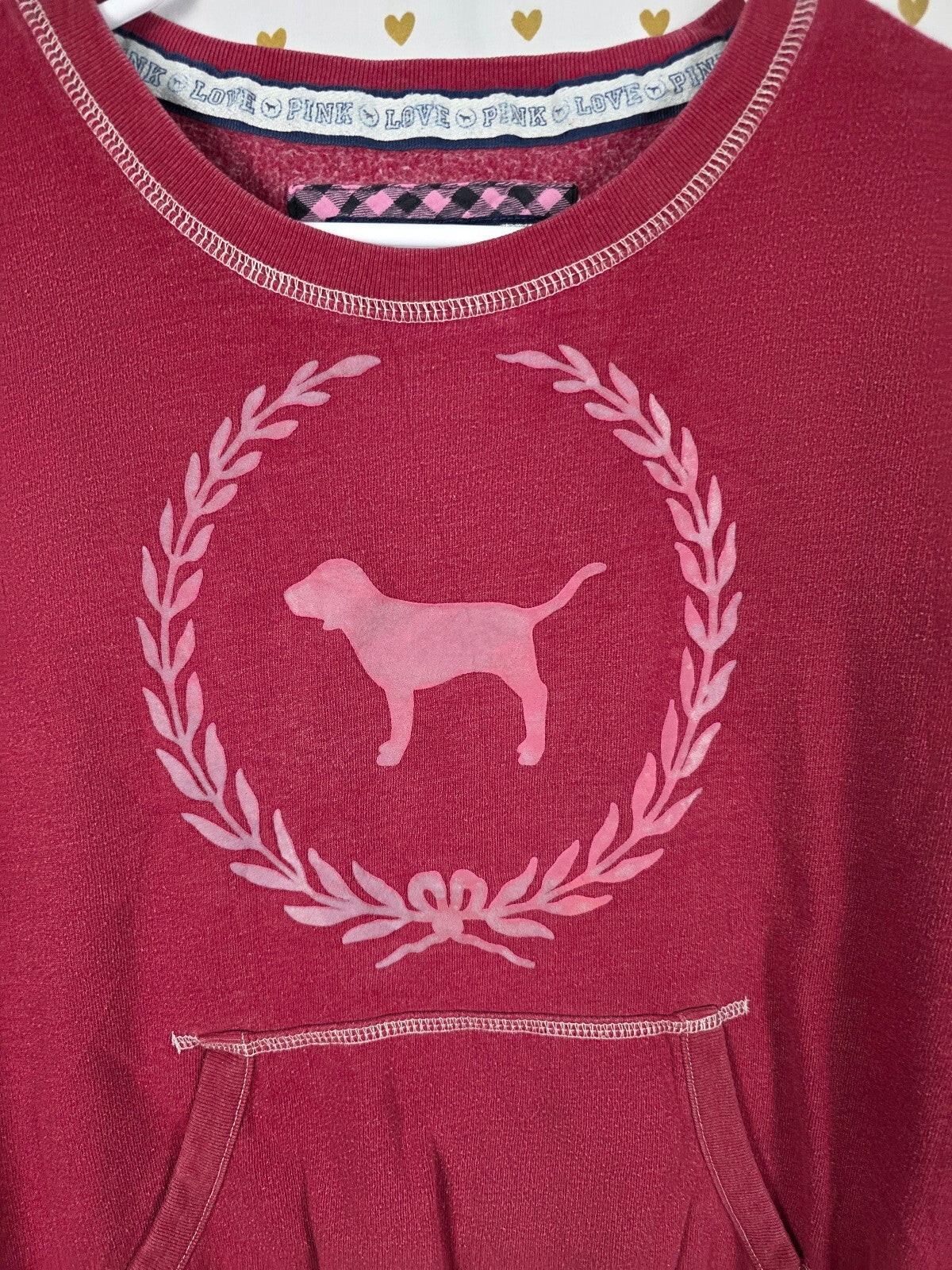 Victorias Secret Pink Vintage crest y2k Crew Sweater Shirt Maroon Small