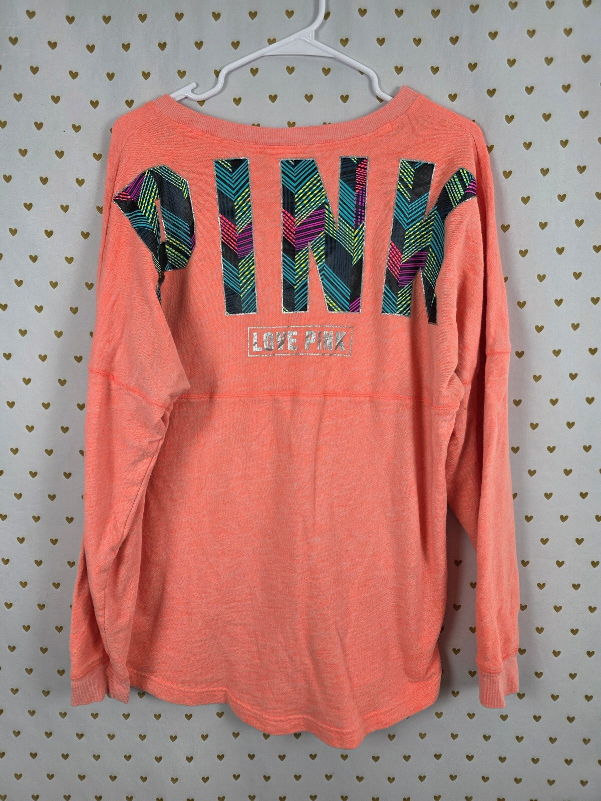 Victorias Secret PINK Geometric Neon Oversized Sweater Shirt Large