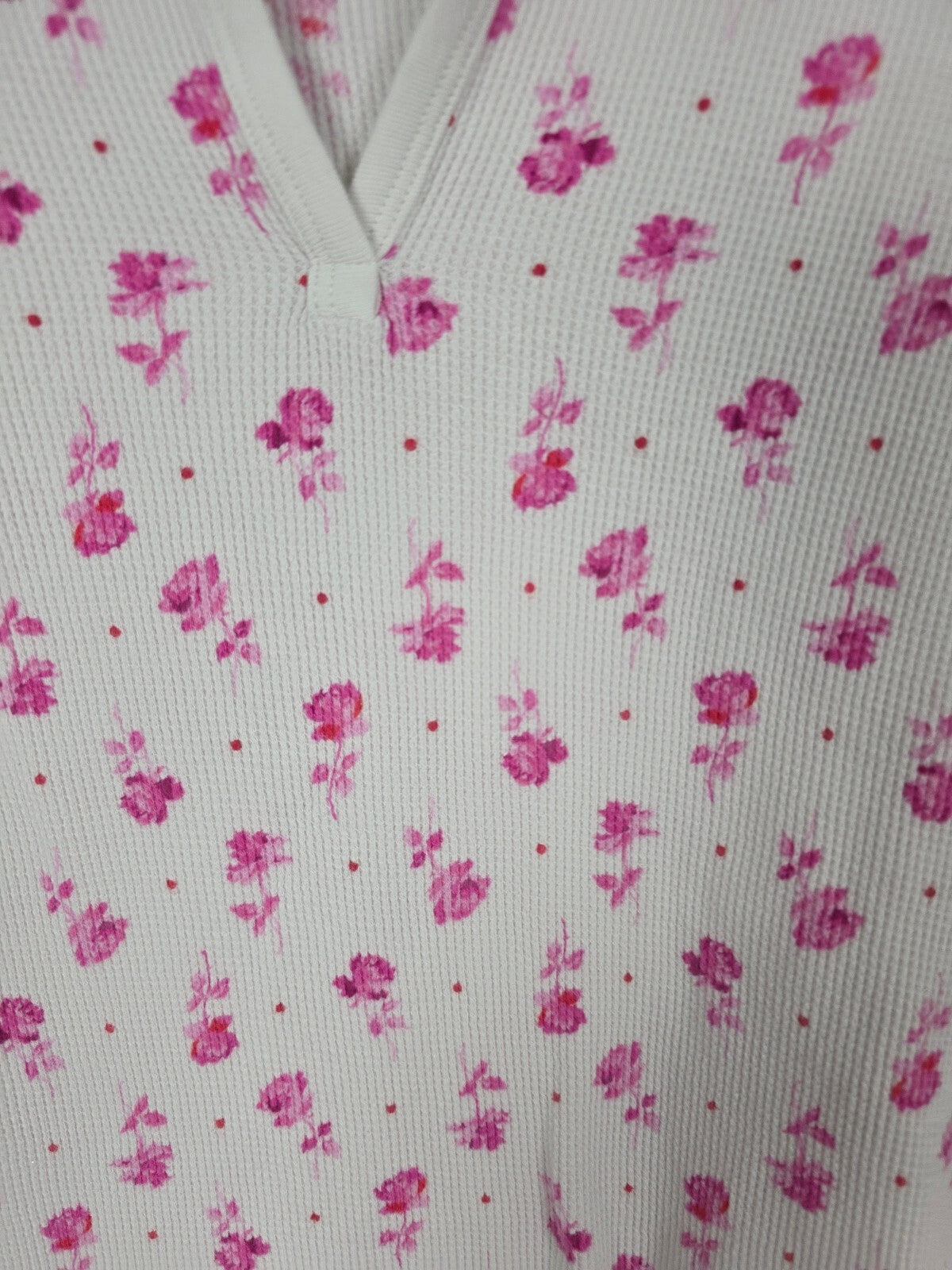 Victorias Secret PINK Floral Waffle Henley Thermal Long Sleeve MEDIUM Shirt