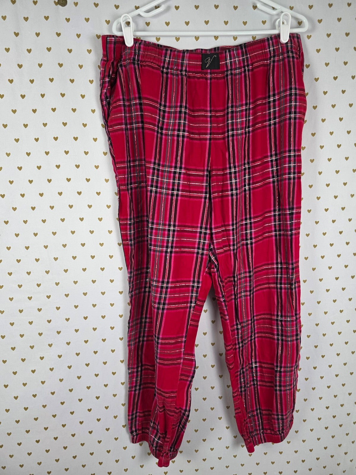 Victorias Secret Red Plaid Pajama Set 2pc Shirt Pants Bottoms PJ XL