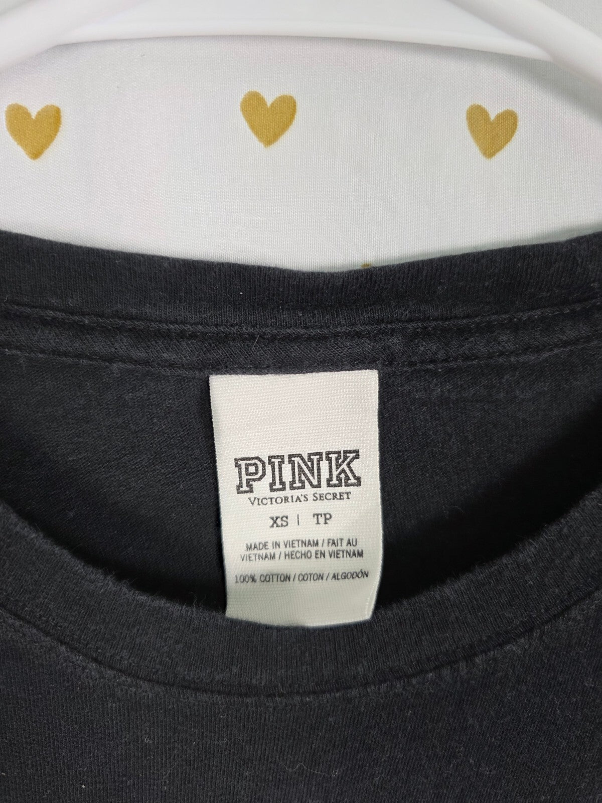 Victorias Secret PINK BLING Gold Sequin Logo Tee shirt XS Oversized