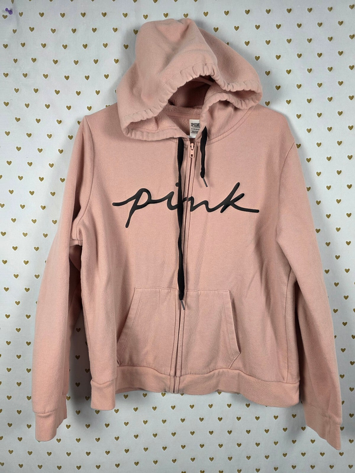 Victorias Secret Pink Full zip logo Hoodie Jacket Orange XL