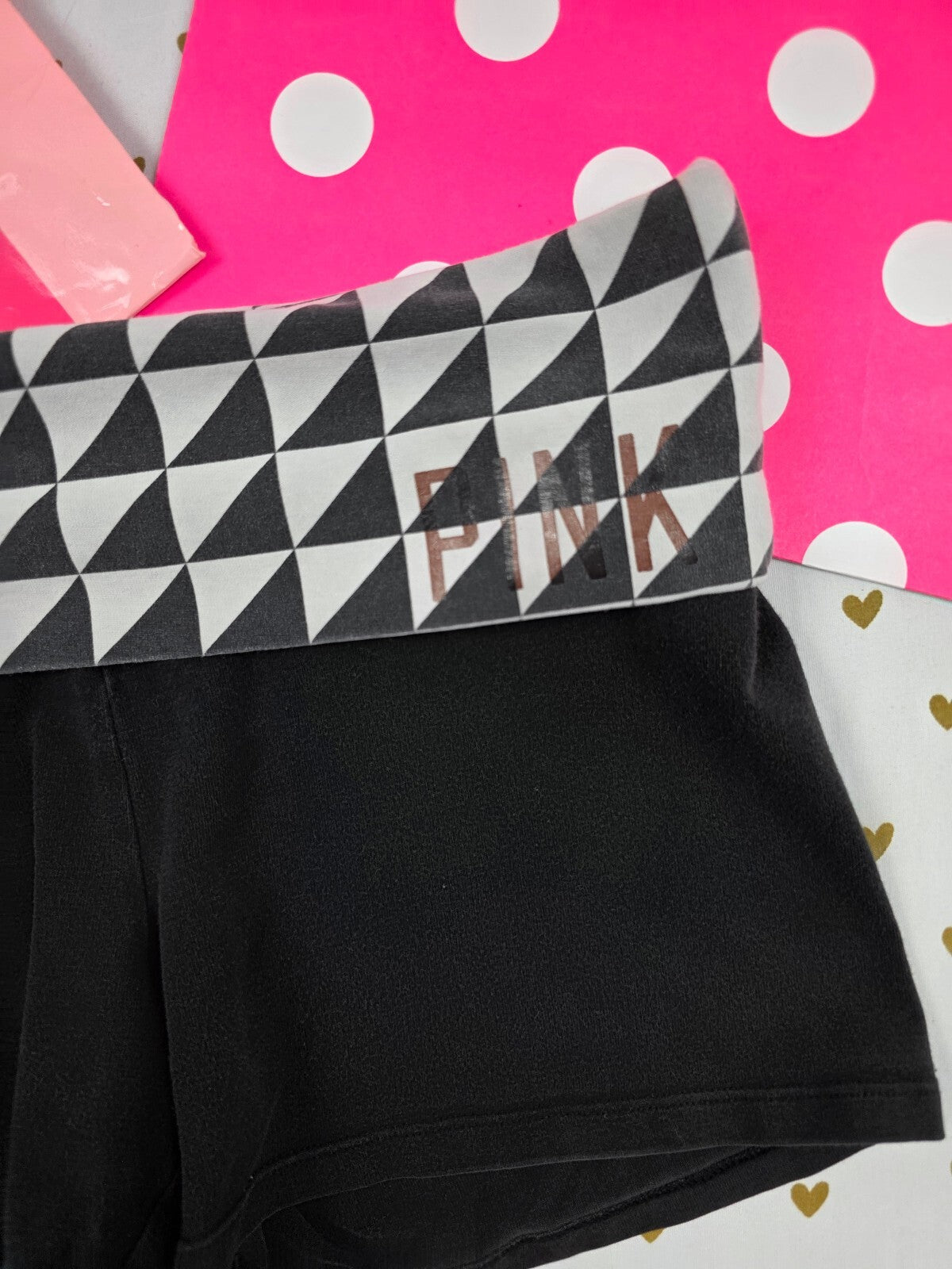 Victorias Secret PINK Geometric Foldover Yoga Shorts Y2k XS