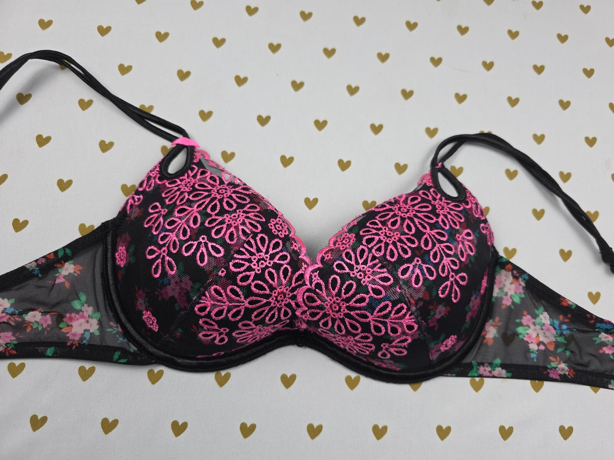 Victorias Secret Sexy Little Things Floral Embroidered Push Up Bra 34B