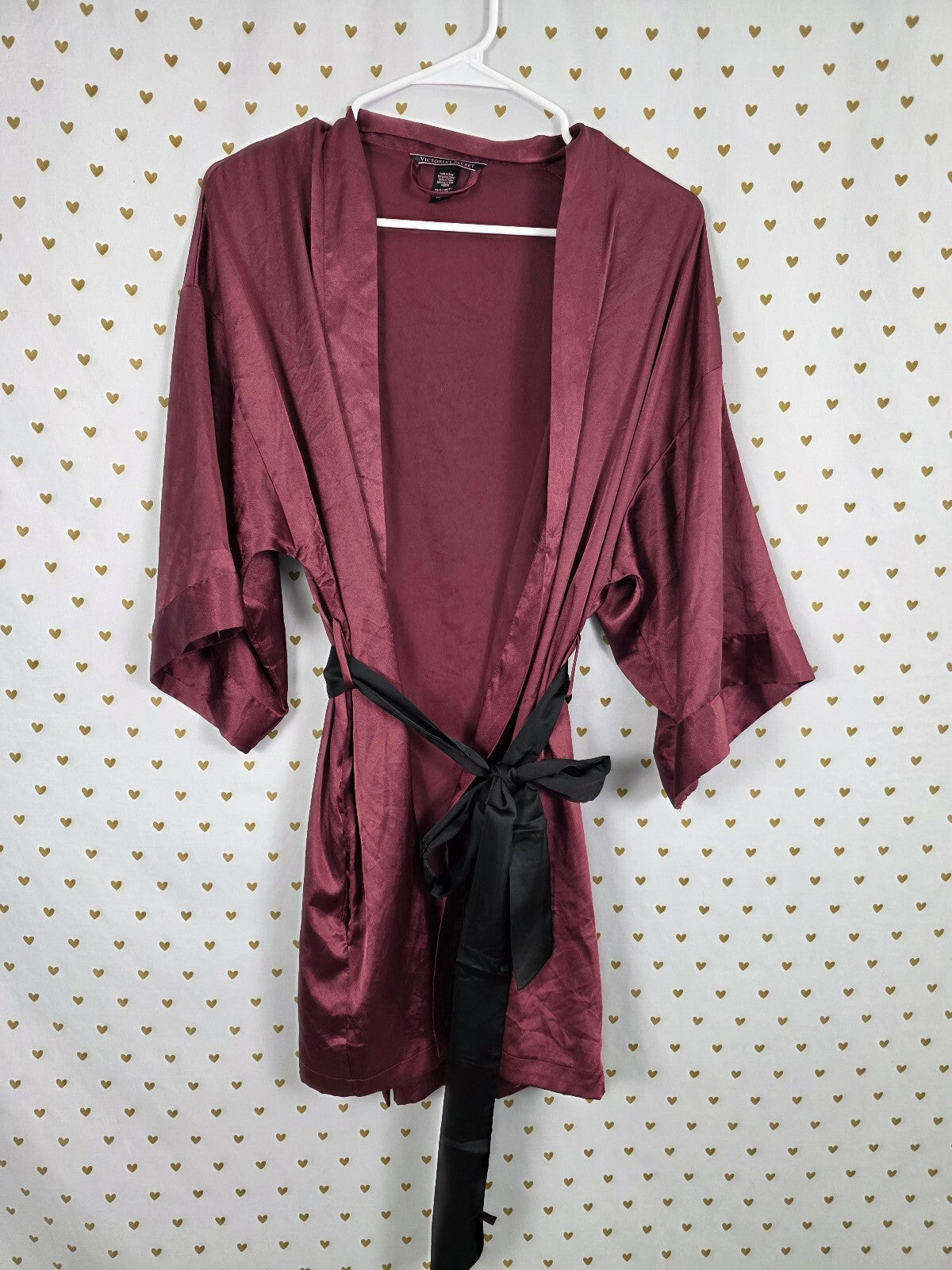 Victorias Secret Satin Silky Robe Maroon Lounge Kimono XS Small