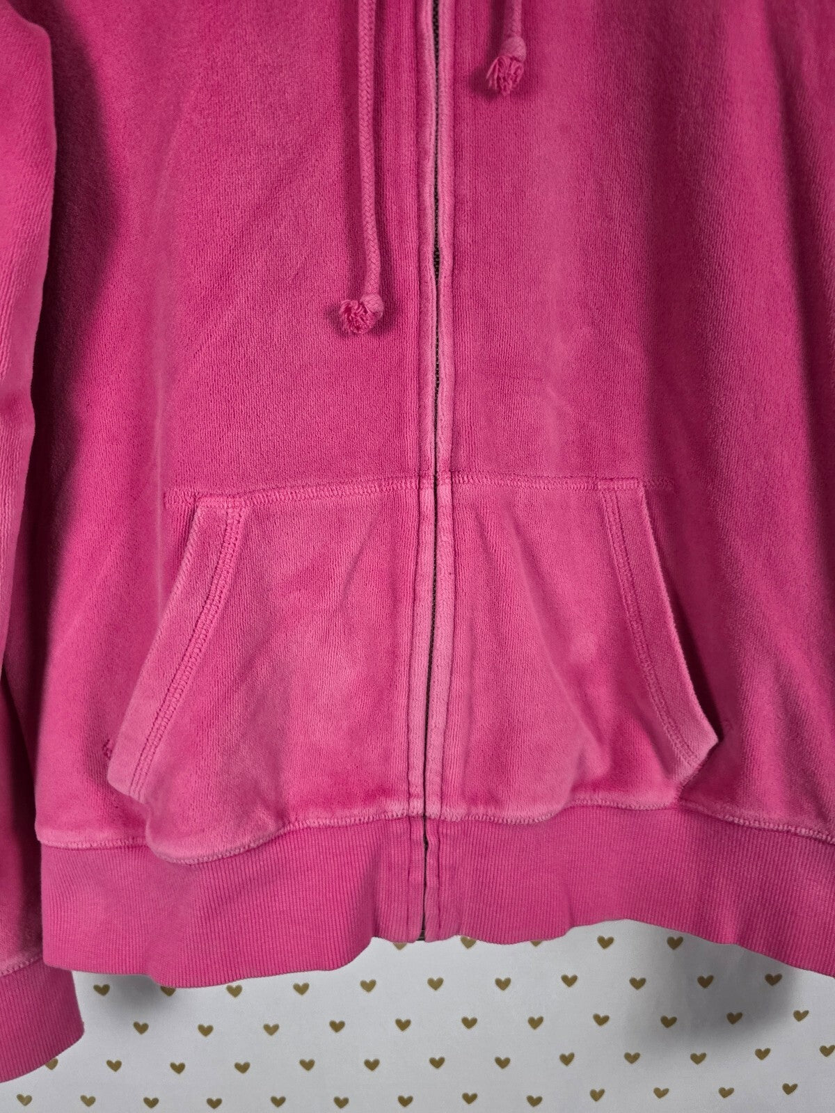Victorias Secret Pink Velour Crest Bling Logo Full Zip Hoodie Jacket Medium