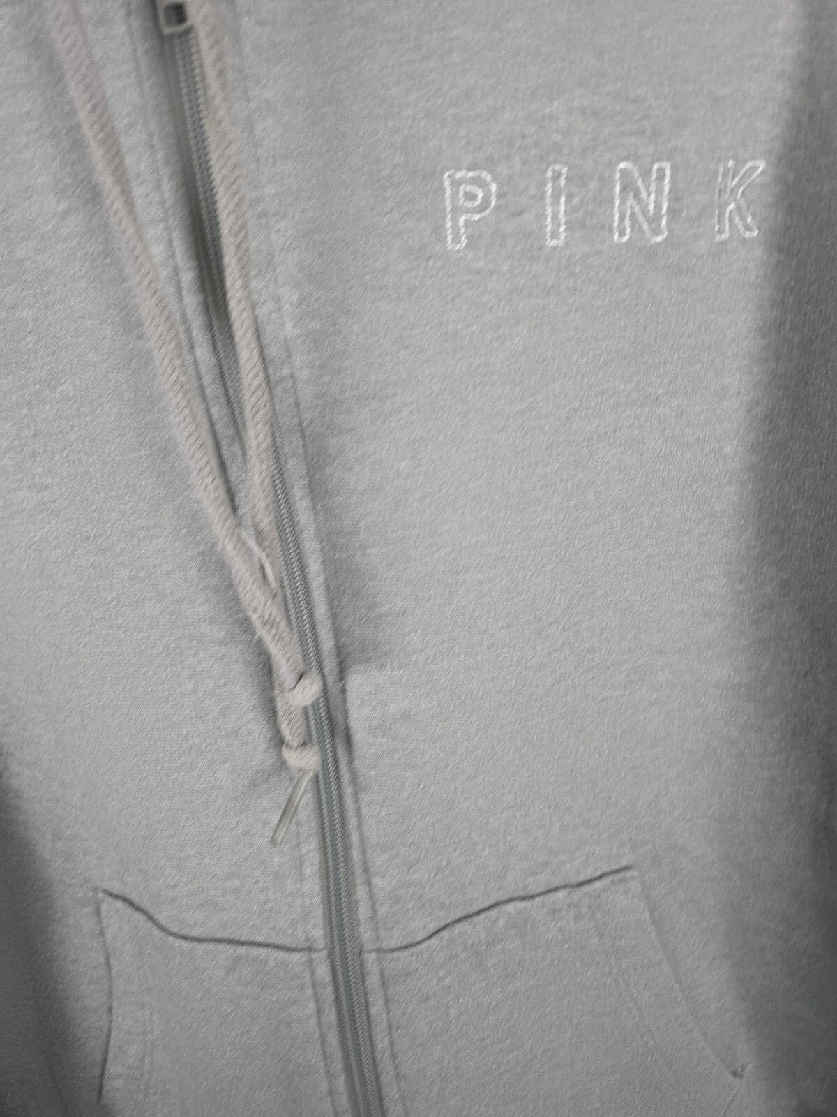 Victorias Secret Pink Zebra Stripe Bling Logo Full Zip Hoodie Jacket Medium