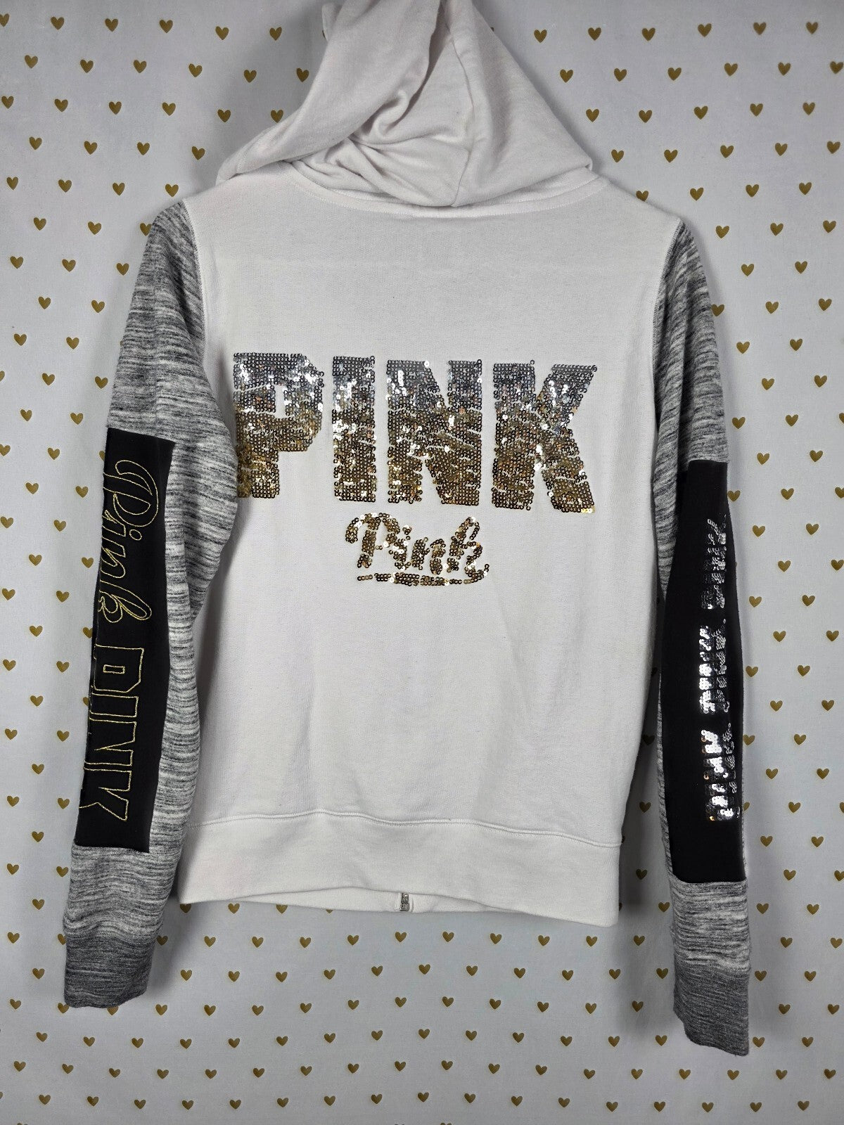 Victorias Secret Pink GRADIENT SEQUIN Bling Full Zip Hoodie Jacket SMALL