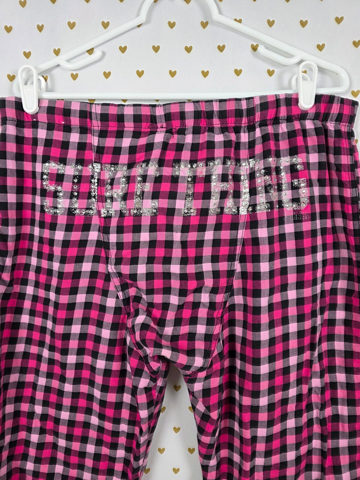 Victorias Secret Sleep Pants Pajama PINK SURE THING Diaper Butt Boyfriend L VTG