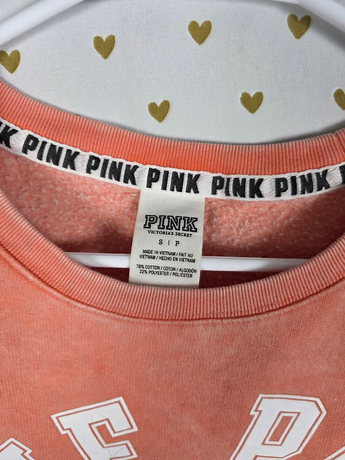 Victorias Secret Pink Vintage Style Crew Sweater Logo LOVE SMALL