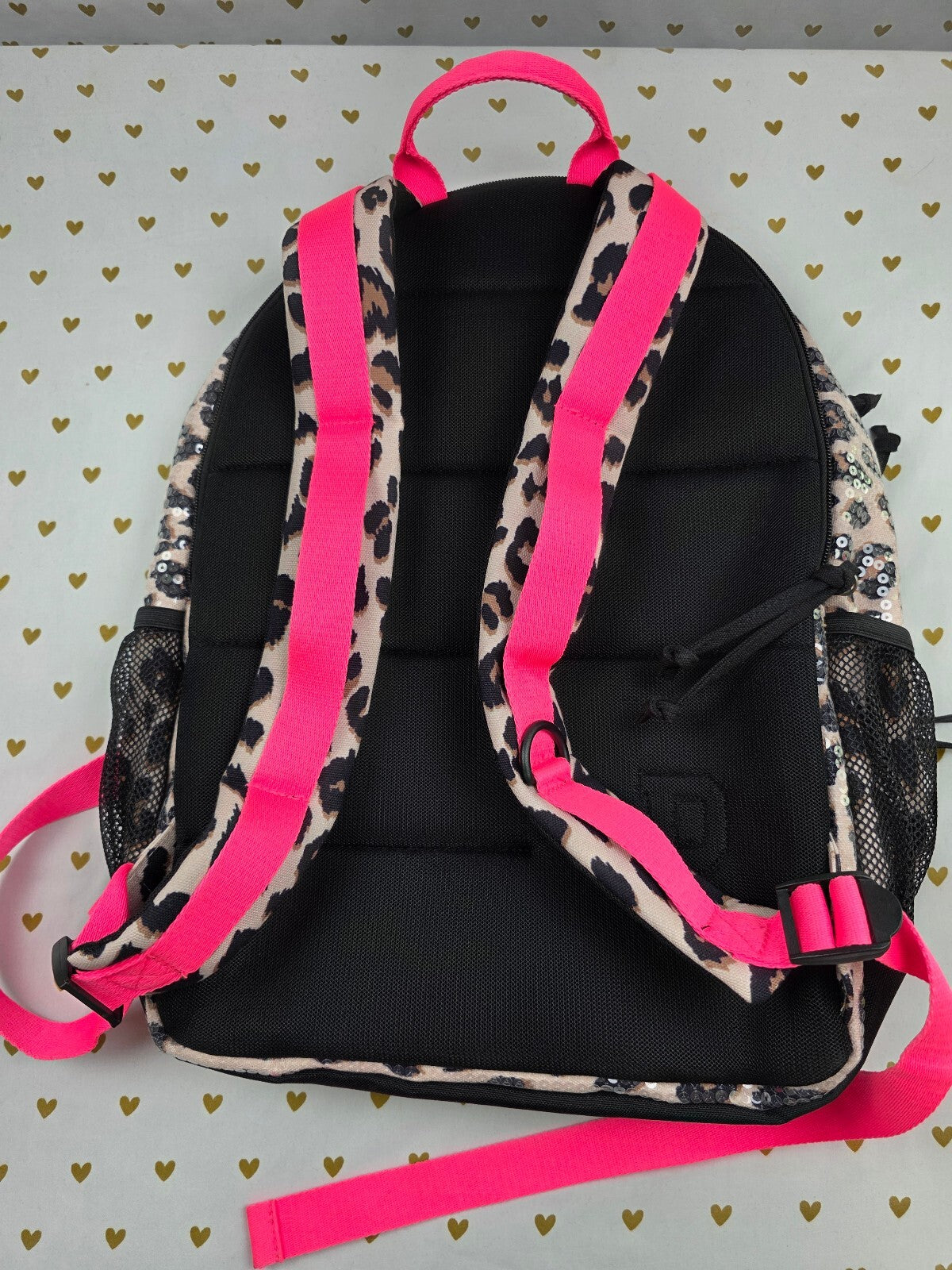 Victoria’s Secret PINK Leopard Sequin BLING Backpack Hot Pink Y2K
