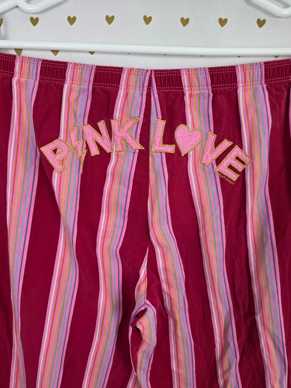 Victorias Secret Pink Striped Vintage Y2k Sleep Rock Roll Pants Pajama  Bottoms