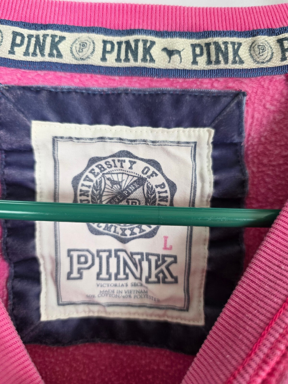Victorias Secret Pink Vintage University Crew Sweater Shirt Large